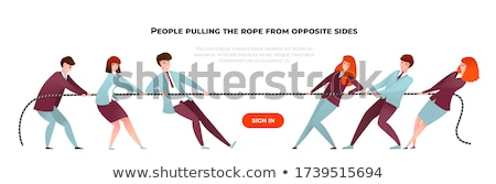 Stock photo: Tug Of War Hands Pulling Rope To Opposite Sides