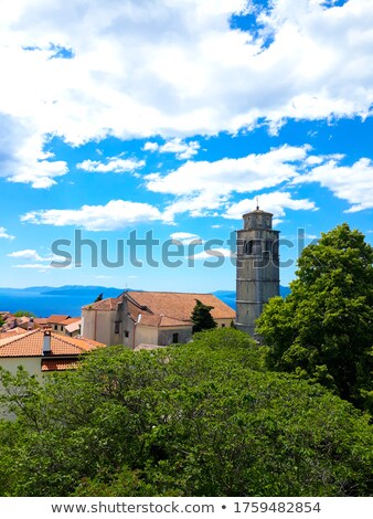 Stok fotoğraf: Mediterranean Town With A Church On Top Of A Hill In Croatia