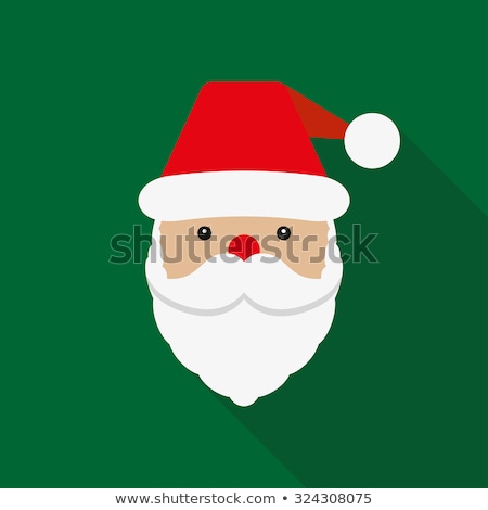Foto stock: Flat Design Vector Santa Claus Face Icon