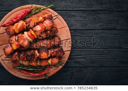 Stok fotoğraf: Chicken Shish Kebabs With Fries