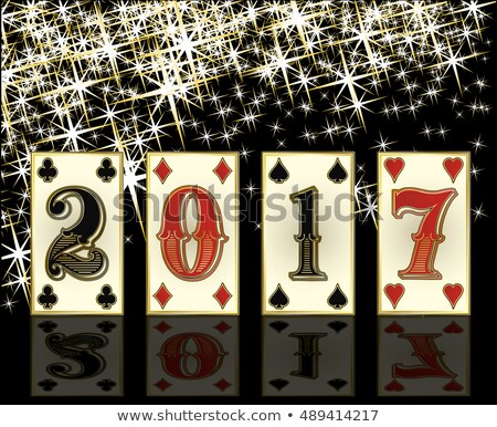 Stockfoto: New 2017 Year Casino Greeting Card With Poker Elements Vector Illustration