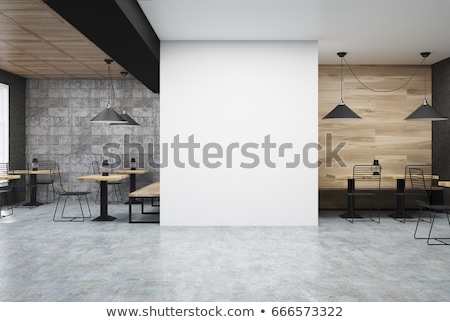 Stockfoto: Restaurant Interior With Black Canvas On A Wall 3d Rendering
