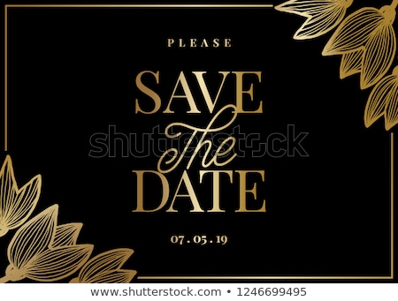 Zdjęcia stock: Gold Tulips Save The Date Card Template