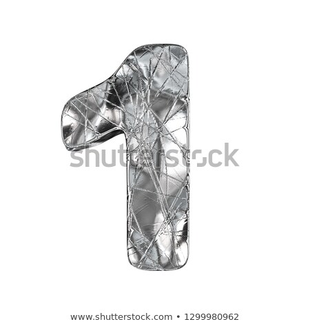 Stockfoto: Grunge Aluminium Foil Font Number 1 One 3d