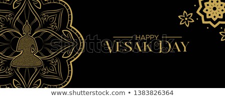 Сток-фото: Vesak Day Banner Of Traditional Gold Buddha Face