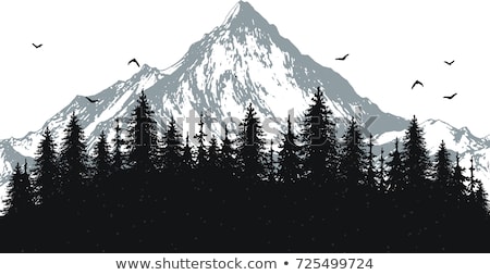 [[stock_photo]]: Peak Of Rocky Mountain Landscape Hand Drawn Vector