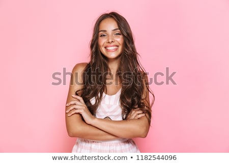 Stok fotoğraf: Young Beautiful Caucasian Brunette In Gorgeous Dress Isolated On