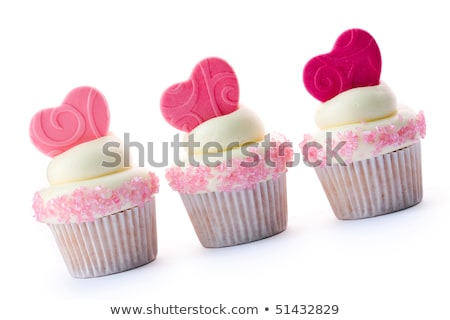 Stock photo: Three Valentines Cupcakes In A Row