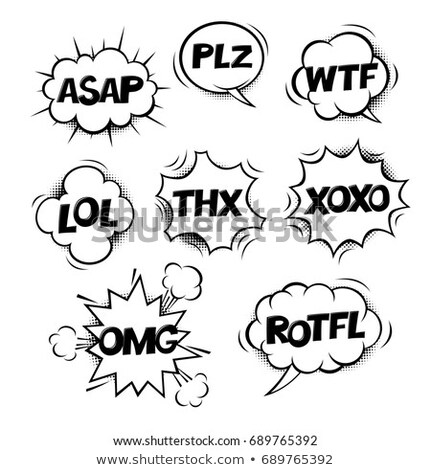 Stok fotoğraf: Most Common Used Internet Acronyms On Comics Style Monochrome B