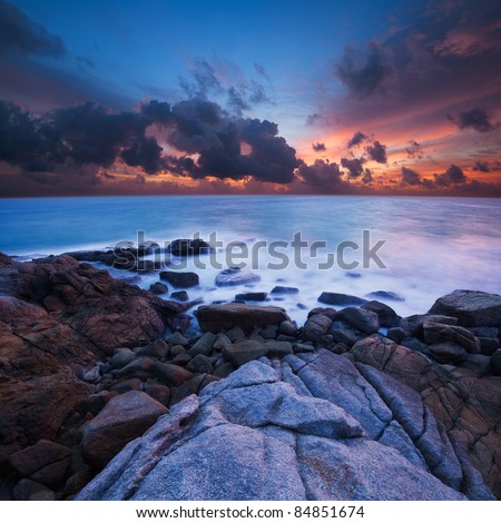 Stock photo: Angling At Sunset From The Shore