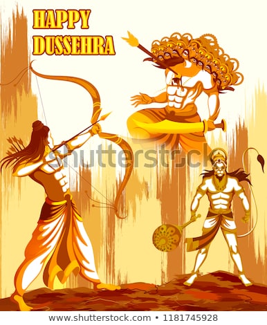 Lord Rama And Ravana For Happy Dussehra Sale Promotion Imagine de stoc © stockshoppe