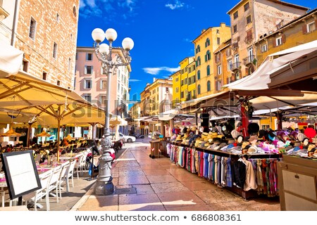 Verona Veneto Italy Piazza Erbe Historic Square With Roman Stockfoto © xbrchx