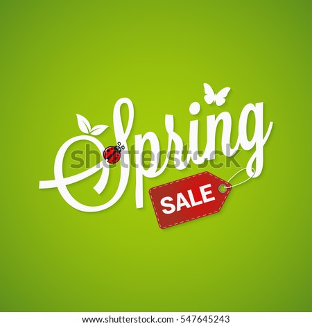 Stock fotó: Spring Seasonal Sales Green Flower Label