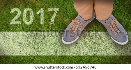 商業照片: Composite Image Of Low Section Of Man Wearing Shoes