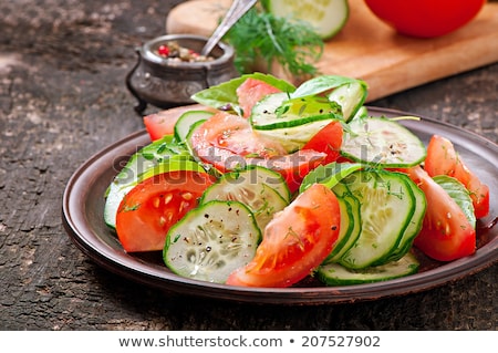 Stok fotoğraf: Tomato Salad And Basil