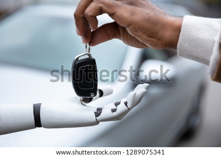 ストックフォト: Robot Holding Car Key