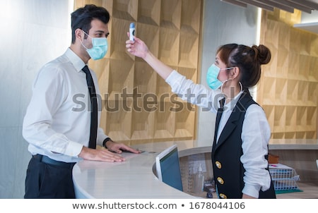 Zdjęcia stock: Businessman With Thermometer And Fever Concept