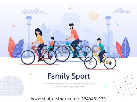 Stockfoto: A Family Riding Bicycle In City