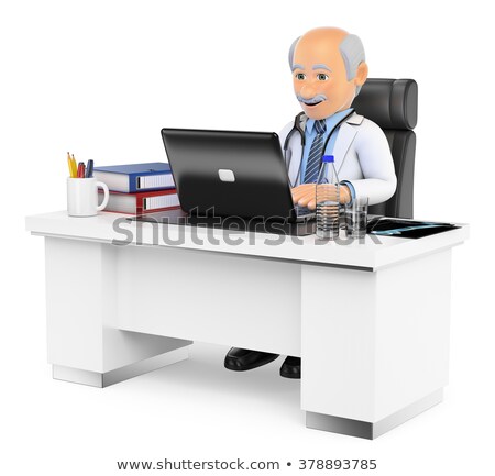 Stockfoto: Doctor Working On His Laptop