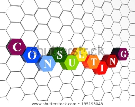 Stock foto: Consulting In Color Hexagons In Cellular Structure