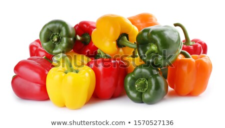 Stok fotoğraf: A Mix Of Differently Colored Bell Peppers Isolated On White Back