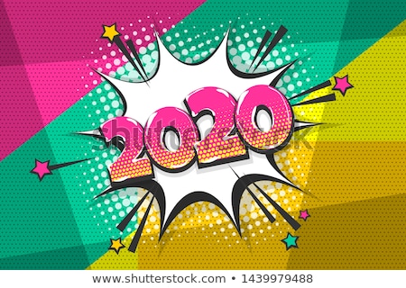 Stockfoto: Retro Vector Pop Art New Year 2020 Banner
