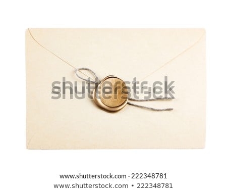 Сток-фото: Red Seal Wax On White Envelope