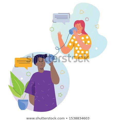 Foto stock: Couple Using Tin Can Phone