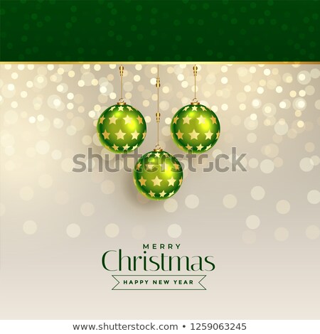 Stock foto: Excellent Christmas Greeting Design With Green Xmas Balls