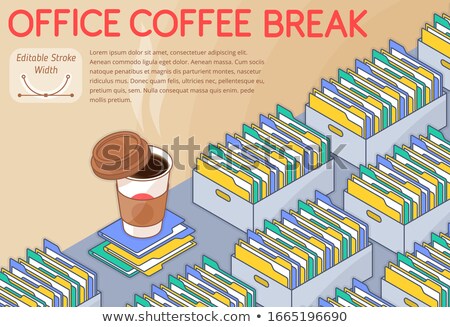 Foto stock: Coffee Outline Isometric Pattern