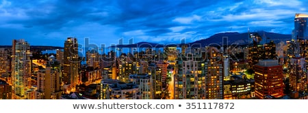 Foto stock: Vancouver Bc Cityscape At Night Aerial