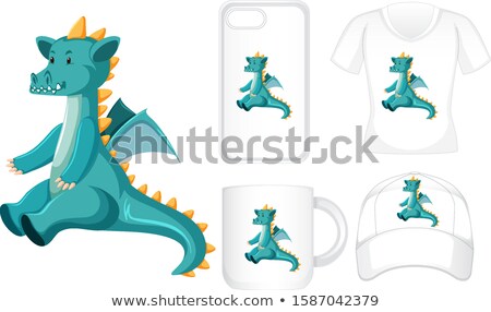 Stockfoto: Graphic Design On Different Products With Green Dragon