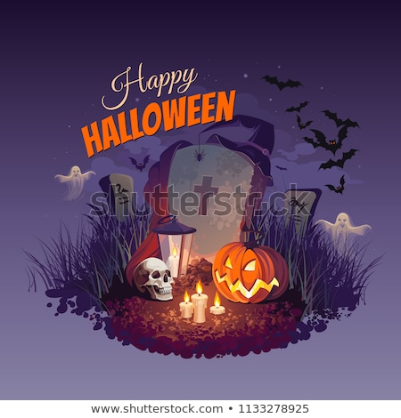 Foto stock: Skull On A Gravestone With Text