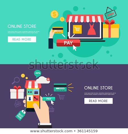 Stockfoto: Shopping Online - Flat Design Style Colorful Illustration