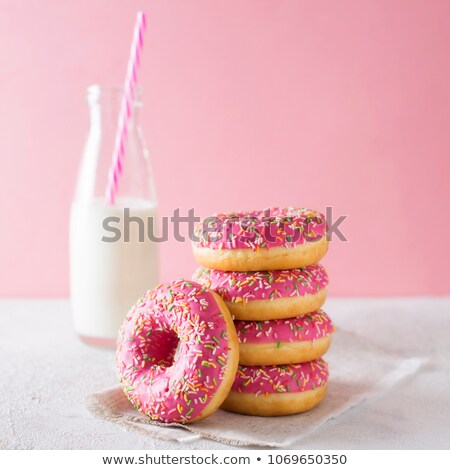 Сток-фото: Pink Donuts On Gray Background