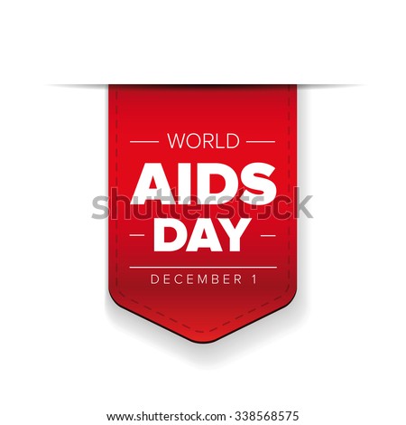 ストックフォト: World Aids Day Banner With Red Satin Ribbon