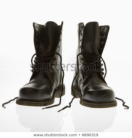 Black Leather High Top Boots With Untied Laces Stock fotó © iofoto