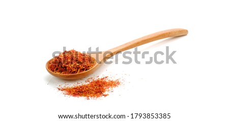 Foto stock: Dried Saffron Spice And Ground Saffron