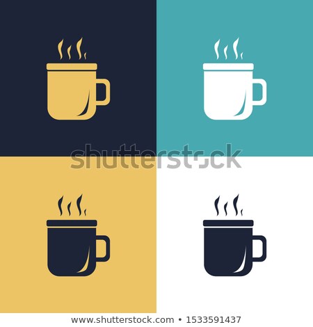 Foto stock: Colourful Buttons With Mugs Of Frozen Coffee