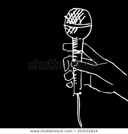 Сток-фото: Vector Scetch Of Hand With Microphone