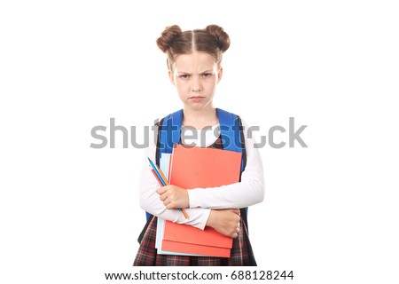 Stock photo: Sad Girl Against White Background