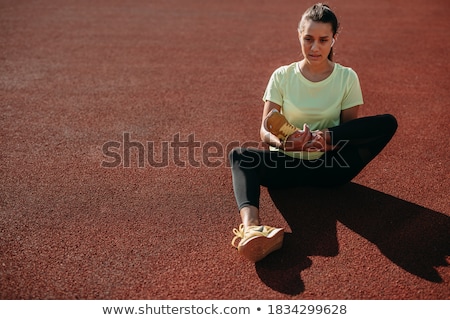 Сток-фото: Sporty Black Beautiful Woman On Fitness Workout Stretching Triceps For Warming Up Before Exercising