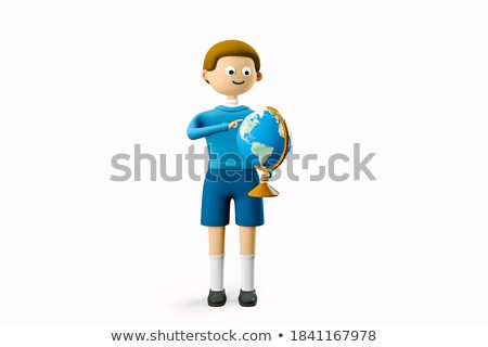 Stock foto: Geography Illustration Of A Little Boy Pointing To Locations On