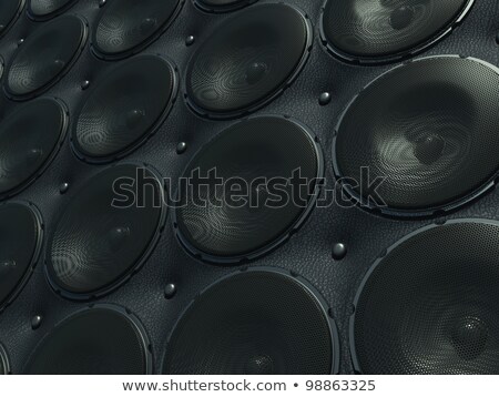 Loud Sound Wall Black Speakers Over Leather Pattern Stock foto © Arsgera