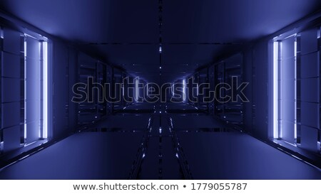 Foto stock: Gloomy Corridor With Glass Door