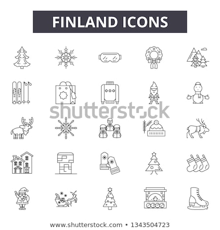 Stockfoto: Christmas Holiday Line Icons City Street In Winter
