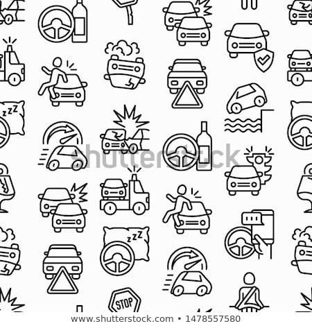 Foto stock: Car Crash Accident Seamless Pattern Vector