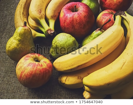 Stock fotó: Organic Apples Pears And Bananas On Rustic Linen Background