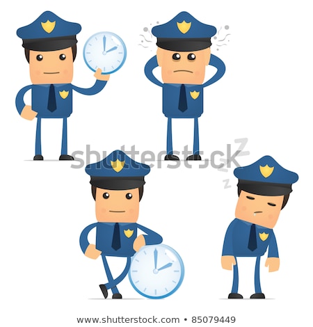 Stok fotoğraf: Set Of Funny Cartoon Policeman