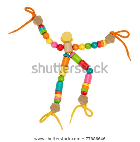 Foto stock: Colorful Wooden Beads Can Makes A Wooden Toy Puppet